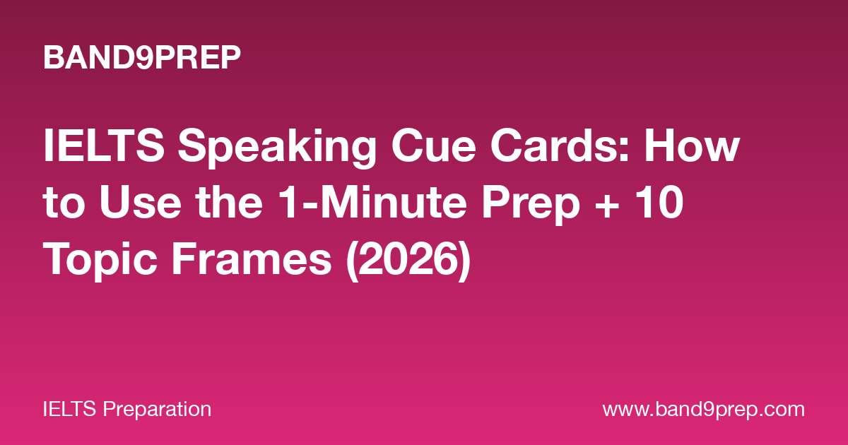 IELTS Cue Cards: 1-Minute Prep + Topic Frames (2026)