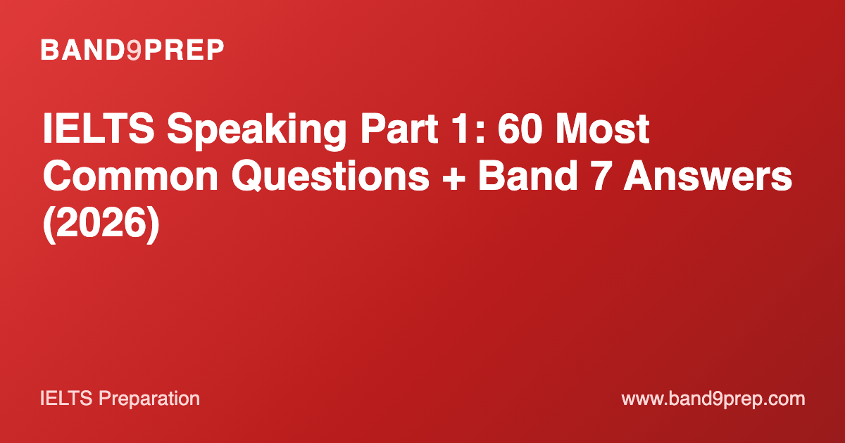 IELTS Speaking Part 1: 60 Most Common Questions + Band 7 Answers (2026)
