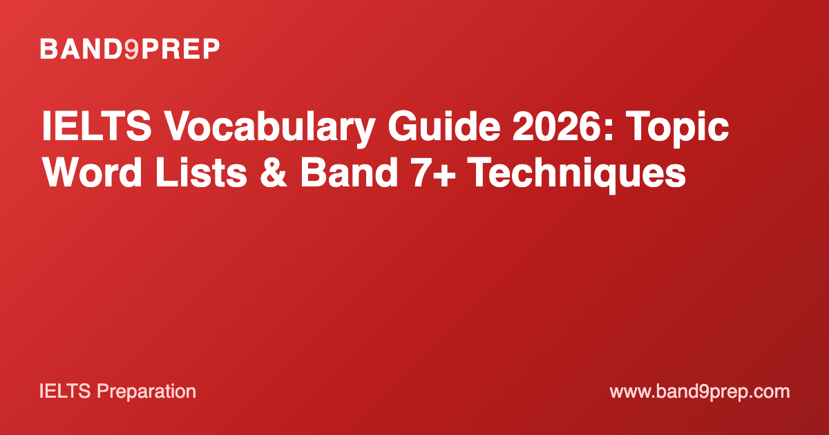 IELTS Vocabulary Guide 2026: Topic Word Lists & Band 7+ Techniques